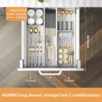 Kitchen drawer organizer with compartments for cutlery and utensils