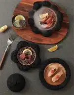 Black Cement Tableware Dinner Plate stone Sashimi sushi Disc Dry Ice Tray Plate Dessert Plates Dim Sum Dish Steak Plates