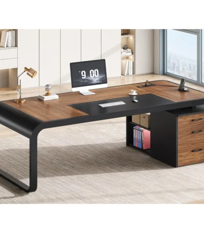 70.9" Executive Desk, Large Computer Desk with Drawers and Lateral File Cabinet, Office Desk with Removable, Customized