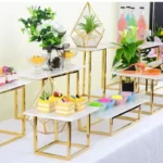 10 -18PCS Gold Shiny Metal Cake Snack Stand With Acrylic Plate Buffet Banquet Decor Wedding Floral Dessert Table Display Holder - Image 3