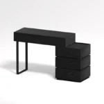 Italian minimalist dressing table with mirror and stool in black finish for bedroom