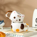 Creative 3D Embossed Ceramic Cat Teamug Office Cute Animal Ceramic Coffee Mug 430ml Milk Drink Cup Drinkware Home Decoration
