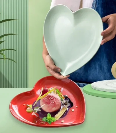 Creative Heart Ceramic Dinner Cooking Dishes Home Barbecue Salad Plate Oven Dessert Cake Plate Hotel Restaurant Tableware