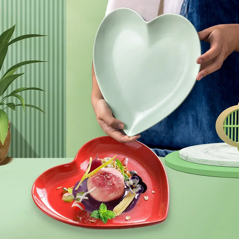 Creative Heart Ceramic Dinner Cooking Dishes Home Barbecue Salad Plate Oven Dessert Cake Plate Hotel Restaurant Tableware