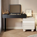French dressing table with mirror and four drawers in creamy white finish for bedroom