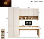Solid wood desk with wardrobe and bookshelf combo for home office – Goldoma