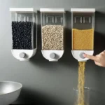 Airtight plastic cereal storage containers with pour spout and measuring cup lid