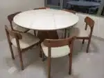 Slate Extendable Round Dining Table – angled view