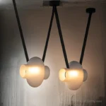Italy New Designer Luxury Glass LED Pendant Lamp Living Room Bedroom Bar Restaurant Leather Chandelier Interiordecor