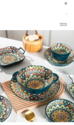 Retro Ceramic Dinner Plates Set Bohemia Style Food Plate Household Tableware Set Breakfast Plates Salad Soup Bowls Dinnerware - Image 27