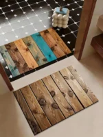 Vintage Reclaimed Wood Diatomite Bath Mat Super Absorbent Quick-Dry Non-slip for Bathroom Floor – in a cozy room setting