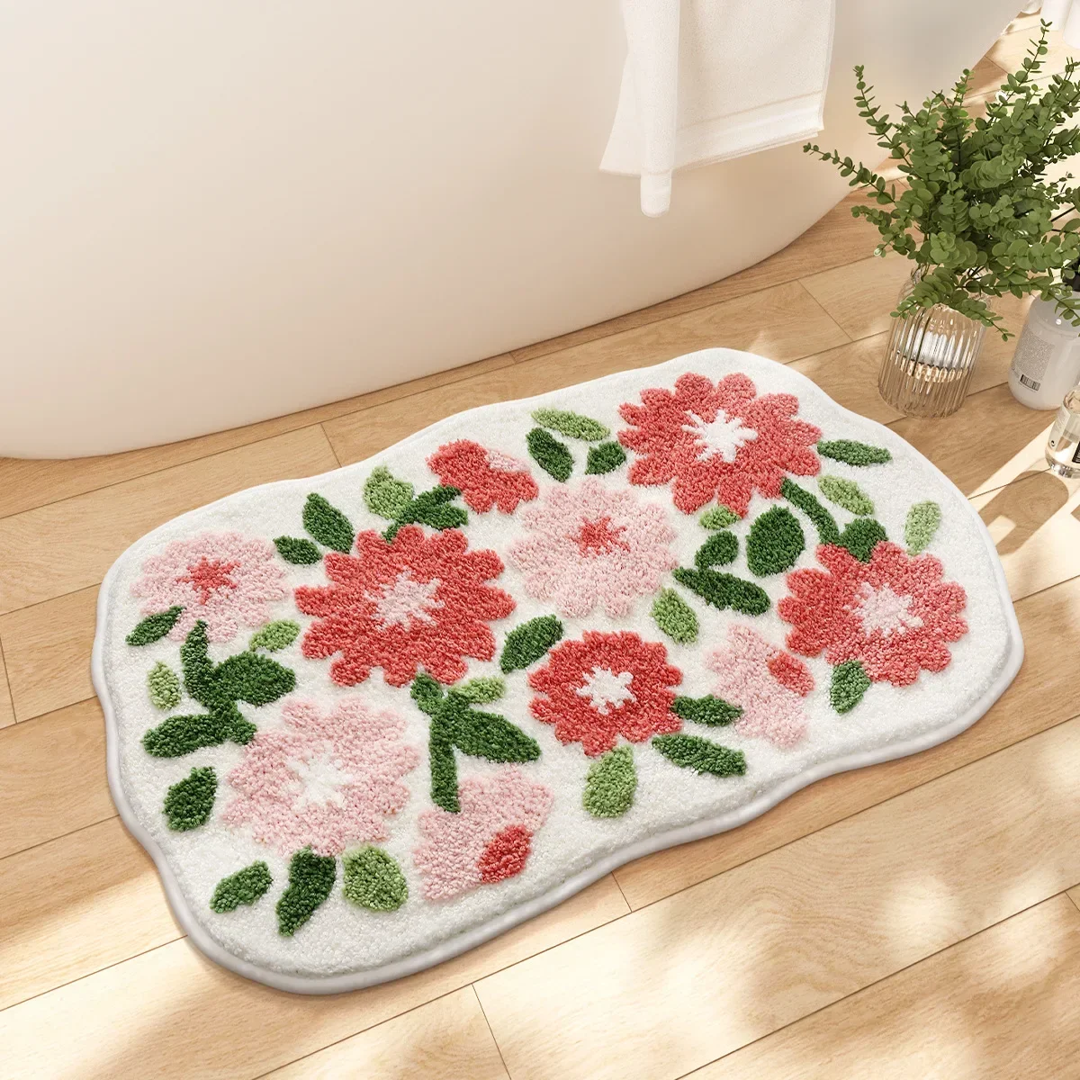 Creative Flower Bath Mat Home Bathroom Decoration Rug Thickened Flocking Super Fiber Carpet Creative Flower Bath Mat Home Bathroom Decoration Rug Thickened Flocking Super Fiber Carpet Absorbent Foot Mat Anti-slip