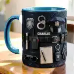 【Police Gift】Custom Name Ceramic Mug with Police Badge Logo - Personalized Officer's Day Present – styled in a modern