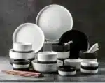Nordic Ceramic Tableware Matte Glazed Japanese Style Ins Style Dishes Sets Salad Soup Bowl Flat Plate Dinnerware Dinner Set