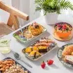 vancasso 6/12 Piece Porcelain Rectangular Serving Plates Bohemian 8.5inch Dinner Plates Set for Beef/Food/Noodles/Pasta 6