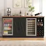78.74" Large Coffee Bar Cabinet with Fridge Space, Mini Fridge Cabinet with Storage, Liquor Cabinet with Wine Rack,