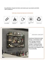 Wall Mount Wine Rack Bottle Wine Bar Cabinet Holder Adapt Single Miniature Black Cup Glass Storage Wine Cabinet Decor Szafeczki - Image 14