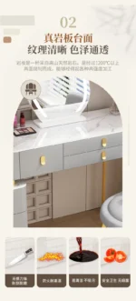 White modern dressing table with mirror and makeup stool - Goldoma furniture