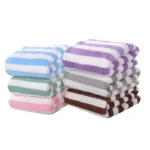 Hotel beauty salon quick-drying beach towel home soft absorbent face towel striped coral fleece bath towel – base detail