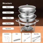 4 Pack 5QT Chafing Dishes for Buffet Stainless Steel Chafing Dish buffet Set Food Warmers For Parties, Wedding, Camping, Banquet - Image 11