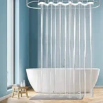 Transparent Shower Curtain Bathroom Curtain Polyester Shower Cover Bathing Curtains for Home Hotel – side view