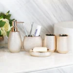 Rose gold ceramic wash bathroom Accessories set hotel bathroom wash Soap set dish lotion bottle mouth wash cup Toothbrush