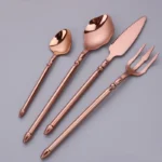Elegant western dinnerware set with 4 pieces of 304 stainless steel spoon and fork on a table
