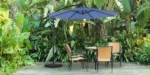 JHK 10FT Outdoor Patio Umbrella Hanging Cantilever with Easy Tilt Adjustment UV Protection 8 Sturdy Ribs for Backyard Garden