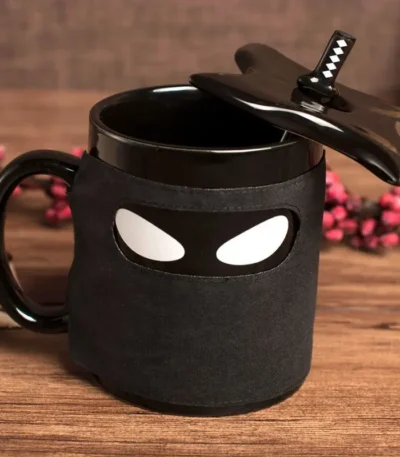 Ninja Mugs Water Cup Creative Funny Mugs with Lid Spoon Set Porcelain Kitchen Utensils Drinkware Mug Coffe Kawaii Cup