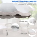 6.5 FT Outdoor Fringe Patio Umbrella w/ Carrying Bag Push Button Tilt for Garden – side view