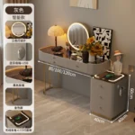 Modern dressing table with mirror and two drawers in white painted finish for bedroom use