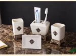 Vintage Court Metallic Ceramic Lotion Bottle Toothbrush Holder Mouthwash Cup Soap Dish Bathroom Accessories Household