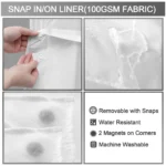 No Hook Shower Curtain with Snap in Fabric Liner Set Less Time White Waffle Shower Curtain for Bathroom – styled in a modern