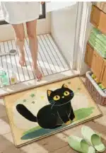 Cute Cartoon Cat Bath Mat - Super Soft Memory Foam Bathroom Rug, Fast Absorbing Quick Dry, Non-Slip Shower Mat for Kids