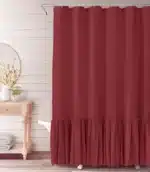 Ruffle Shower Curtain for Bathroom Farmhouse Bohemian, Natural Linen Machine Washable with 12 Hooks, 72"*72" – in a cozy