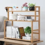 Wood 3 Layers Bookshelf Desk Organizer Student Book Holder Home Sundries Storage Shelve Kitchen Seasoning Rack Desk