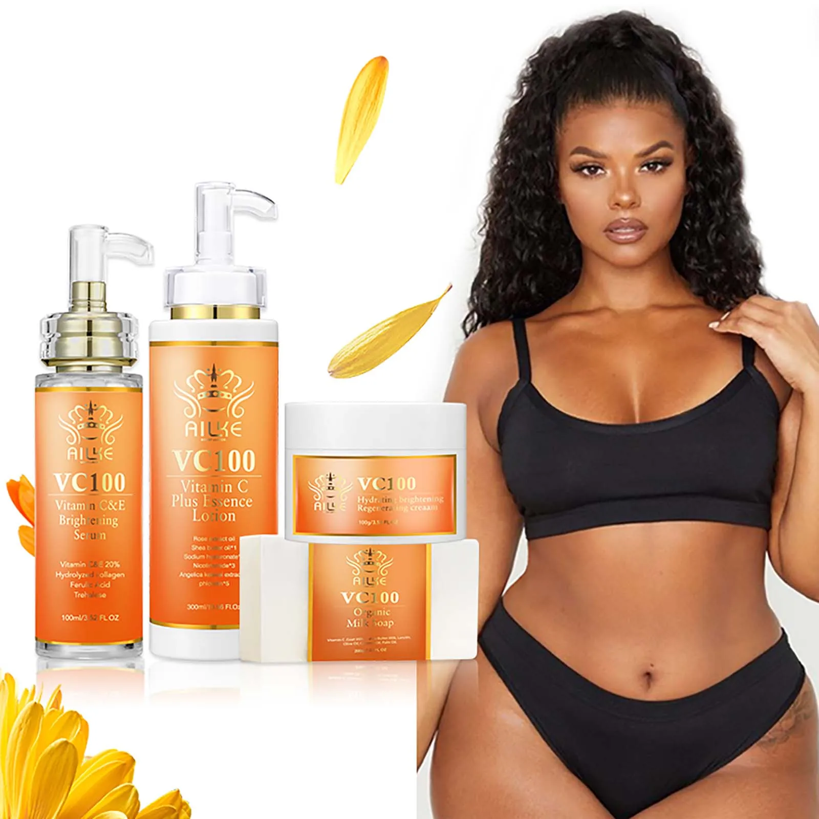 AILKE Vitamin C Whitening Set for Women, Reduce Dark Spots, Hyperpigmentation, Skin Moisturizer, With Collagen, Vitamin E
