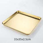 Golden Square Stainless Steel Food Service Tray plate set Nonstick Bakeware Fruit Cookie Bread Plate Kitchen Storage Container - Image 15