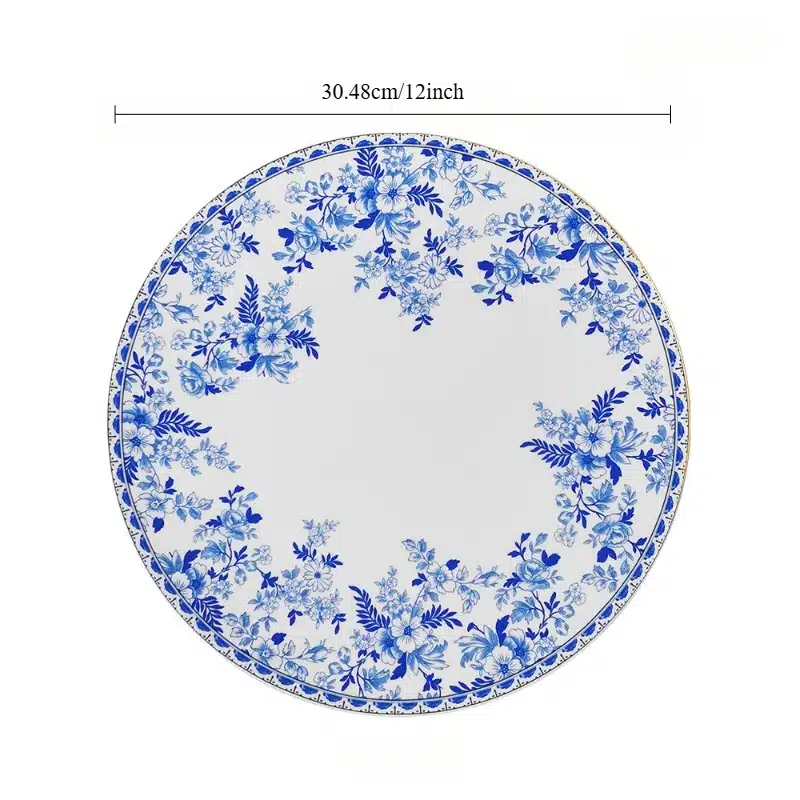 Vintage blue and white porcelain dinner plate set, bone china western tableware, home hotel restaurant Dim sum fruit steak plate