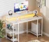 JHK 48 Inch Computer Desk with with Shelves Storage Drawers Office Wood Table with LED Lights Power Outlets Gaming Desk