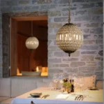 Vintage Crystal Pendant Light Luxury Copper Chandelier for Living Room Villa Dining Room Home Decoration Hanging Lamp – in a