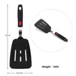 Goldoma high heat resistant spatula in use on a non-stick frying pan