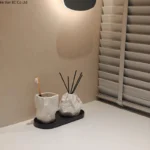 Rock Shape Mouthwash Mug Ceramic Toothbrush Cup Storage Tray Portable Travel Toothbrush Mug Vanity Sink Bathroom Accessories