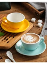 Creative Color 150ml Espresso Cup with Saucer Home Dessert Plate Tea Cup Couple Mug Gift Office Mug Tabletop Decoration