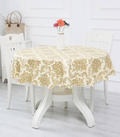 PVC Hotel Waterproof and Oil Proof Large Round Tablecloth Hotel Plastic Round Table Cloth Wash Free and Scald Proof Table