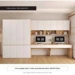 Solid wood desk with wardrobe and bookshelf combo for home office – Goldoma
