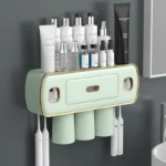 Magnetic Adsorption Inverted Toothbrush Holder 2 Automatic Toothpaste Squeezer Dispenser Storage Rack Bathroom Accessories