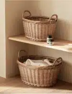 Large Size Wicker Laundry Basket Dirty Clothes Storage Basket Household Toy Weaving Box Japanese Style Pure Color Closet