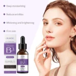 Dropper dispensing one drop of Hoygi Niacinamide Serum onto fingertip.