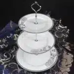 European Style Ceramic Double Layered Tray Fruit And Candy Plate Afternoon Tea Cake Stand Three Tier Dessert Holder Serving